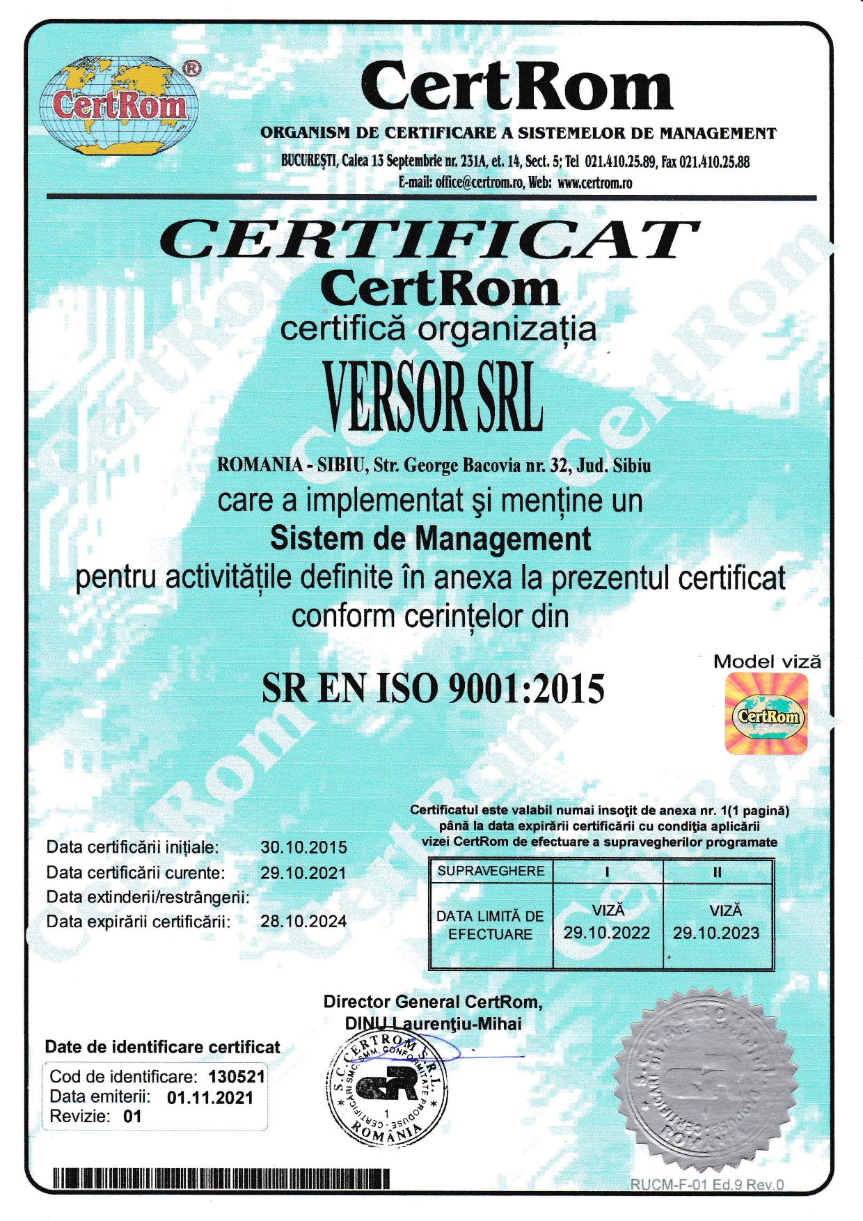 Versor SRL ISO 9001